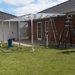 Stål overdækning til terrasse på Sorø